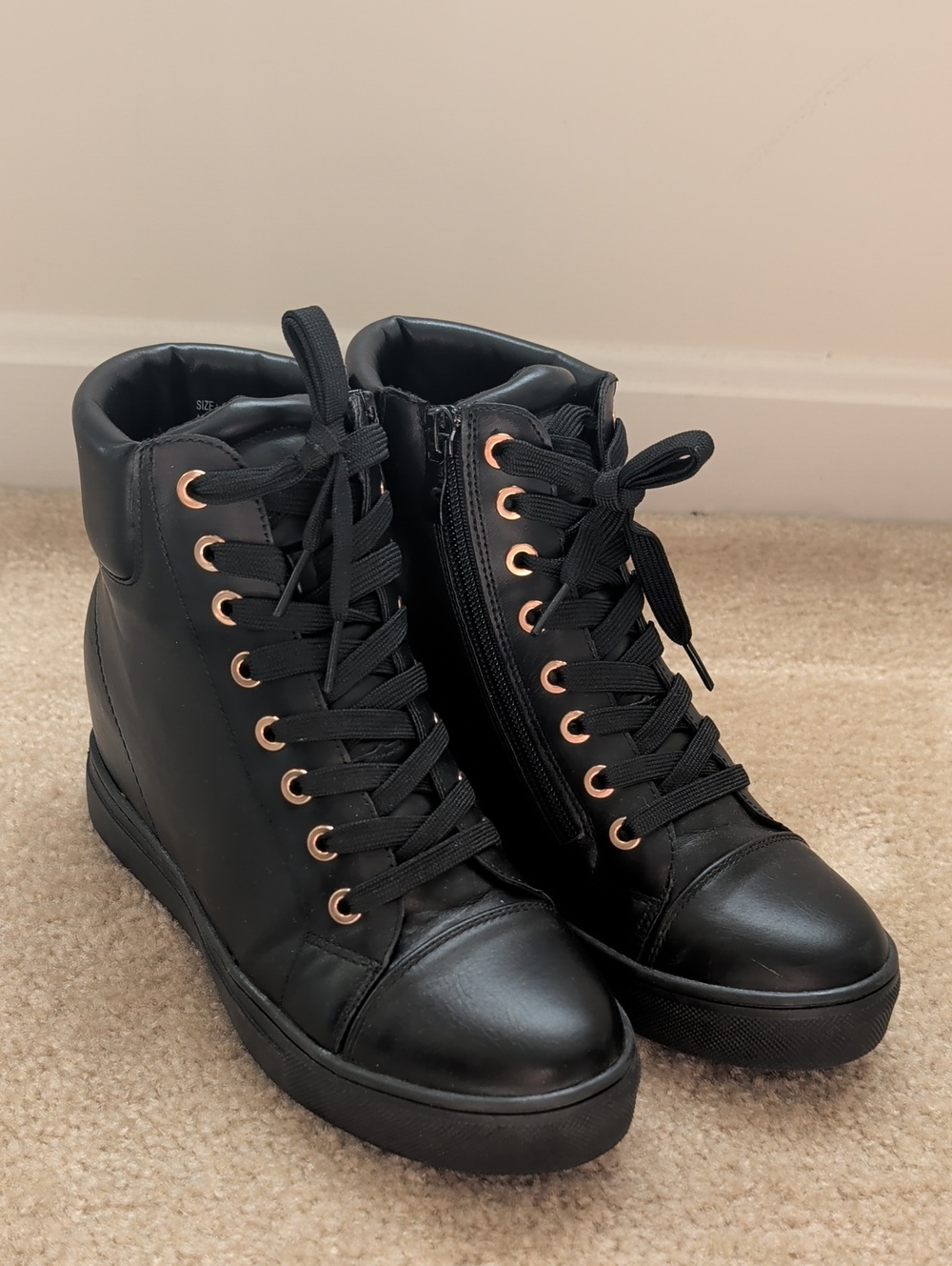 Lulu's Women’s Black High-Top Lace-Up Wedge Sneakers